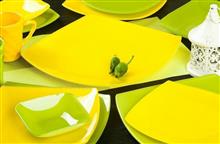 سرویس غذاخوری 25 پارچه آرکوفام طرح سبز-زرد